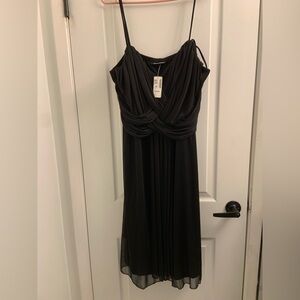 Penningtons Black Midi Draped Spaghetti-Strap Dress with Twist Bodice